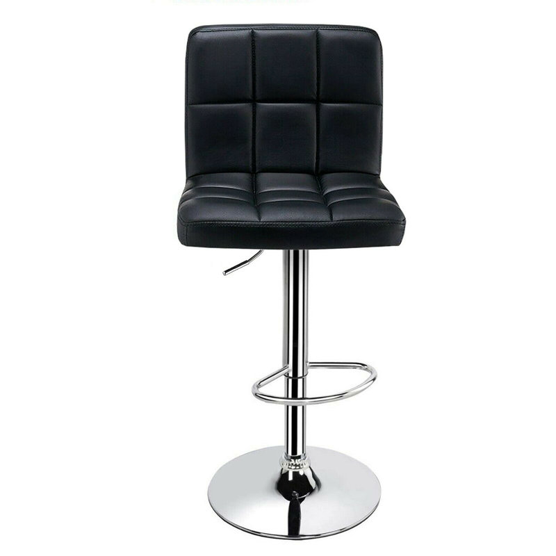 Genaladale Swivel Upholstered Adjustable Height Counter Stool with Metal Frame, Black