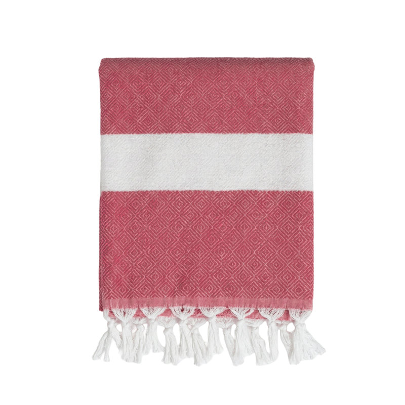 Serviette de plage en coton rouge à rayures rouges Charleston, Rouge
