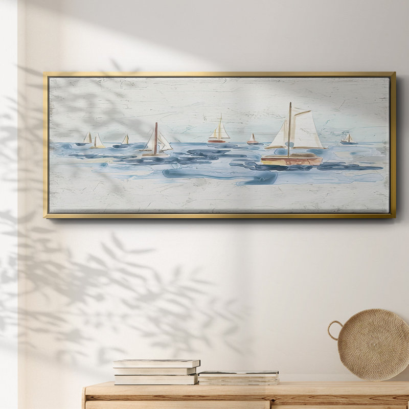Bateaux sur l'eau II - Toile encadrée, H 20 po x l 50 po
