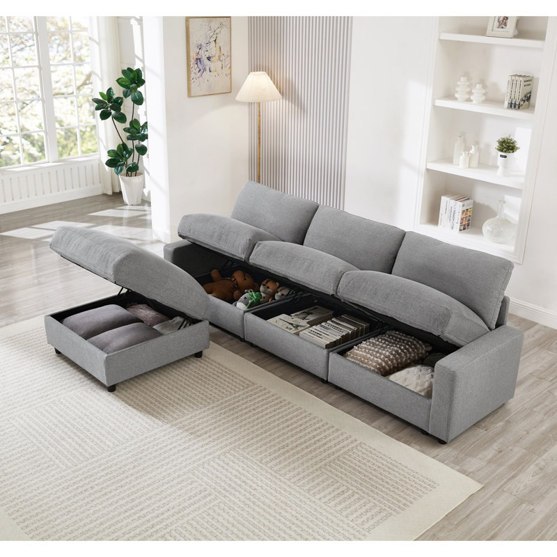 Canapés modulaires peu encombrants avec rangement, polyester durable, conception moderne pour une vie compacte