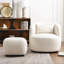 Fauteuil pivotant rembourré en lin avec repose-pieds-1350640576
