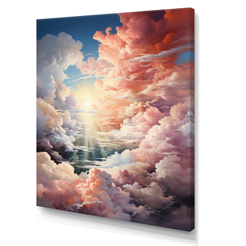 Nuage coussins de sérénité - Reproduction d'art mural paysage et nature, Toile tendue, H 20 po x l 12 po x P 1 po