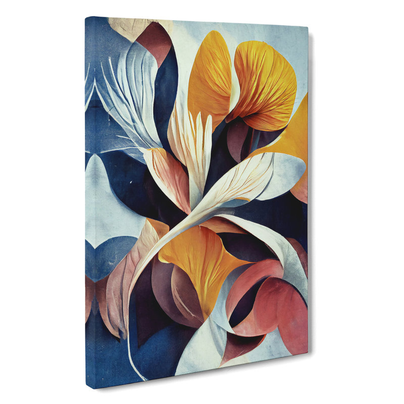 Colourful Abstract Flowers No.3 - Wrapped Canvas, 50cm H x 35cm W