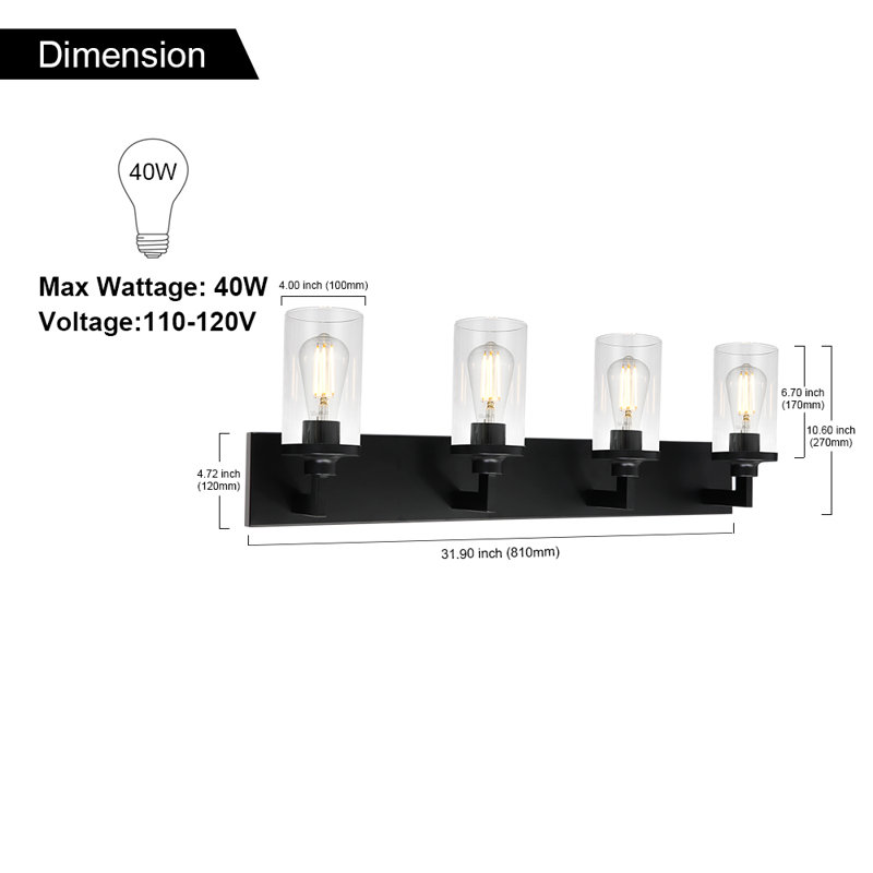 Collman 4 - Light Dimmable Vanity Light, Black