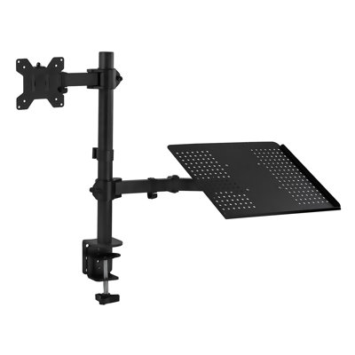 Mount-It Fully Adjustable Laptop & VESA Monitor Desk Mount | Desk Pole Mount Extension | Black