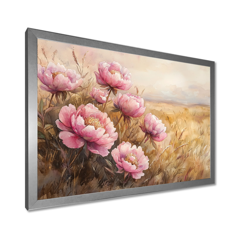 Pivoines par The Open Prairie I - Pivoines, reproductions encadrées, H 16 po x l 32 po, Argent argent