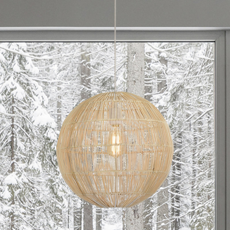Luminaire suspendu sphérique en rotin 1 lumière Denise