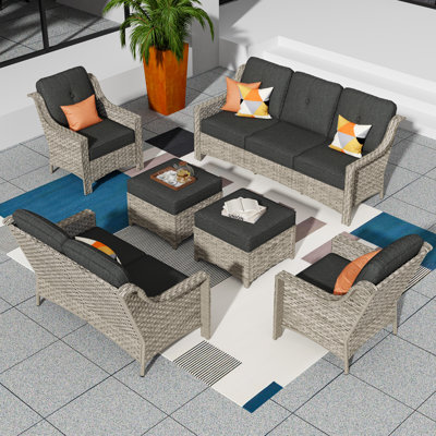 Emanuell 7 - Person Outdoor Seating Group with Cushions