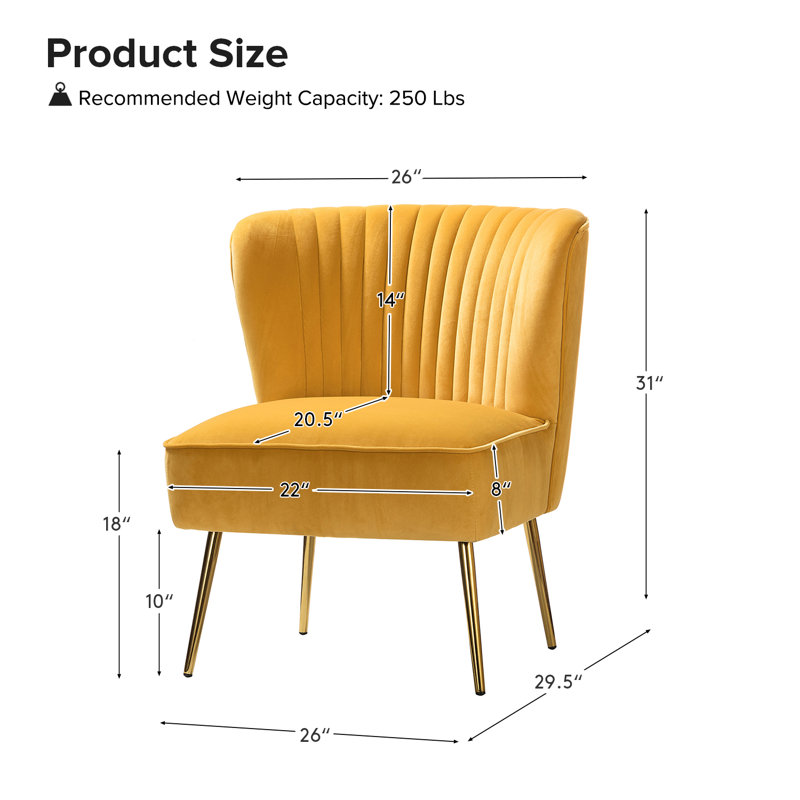 Chaise d'appoint d'appoint en velours capitonné Leona, Velours moutarde