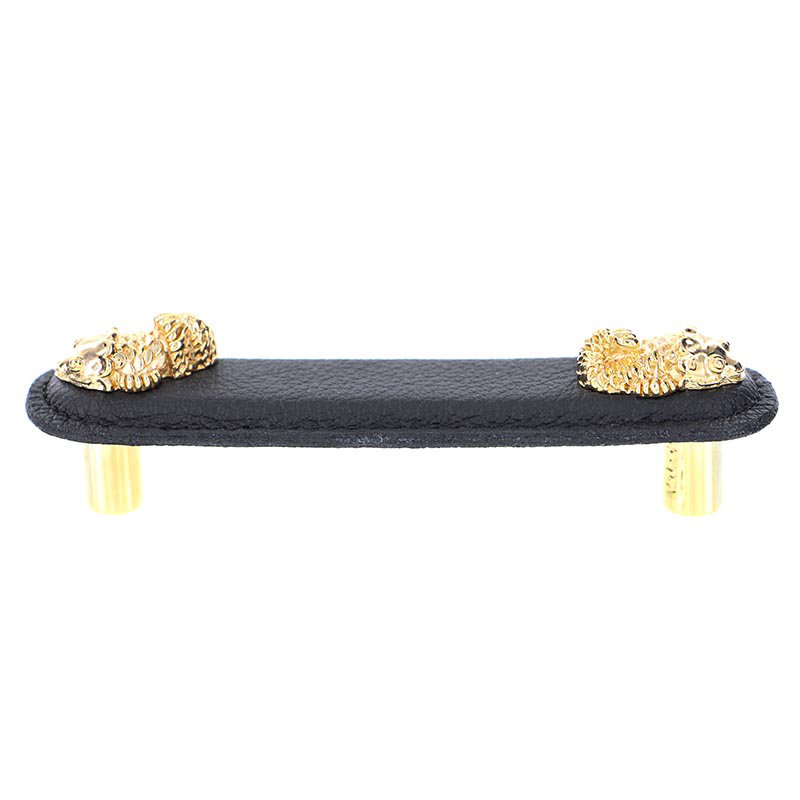 Pollino Bar / Handle Pull, 4", Antique Gold/Brown