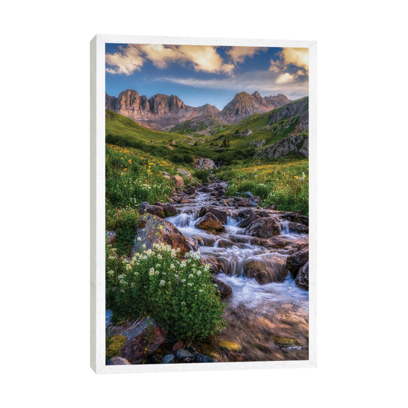 Beautiful Creek Flowing American Basin - San Juan Mountains Colorado Summer Scenery 1 Piece Wall Art on Canvas, White