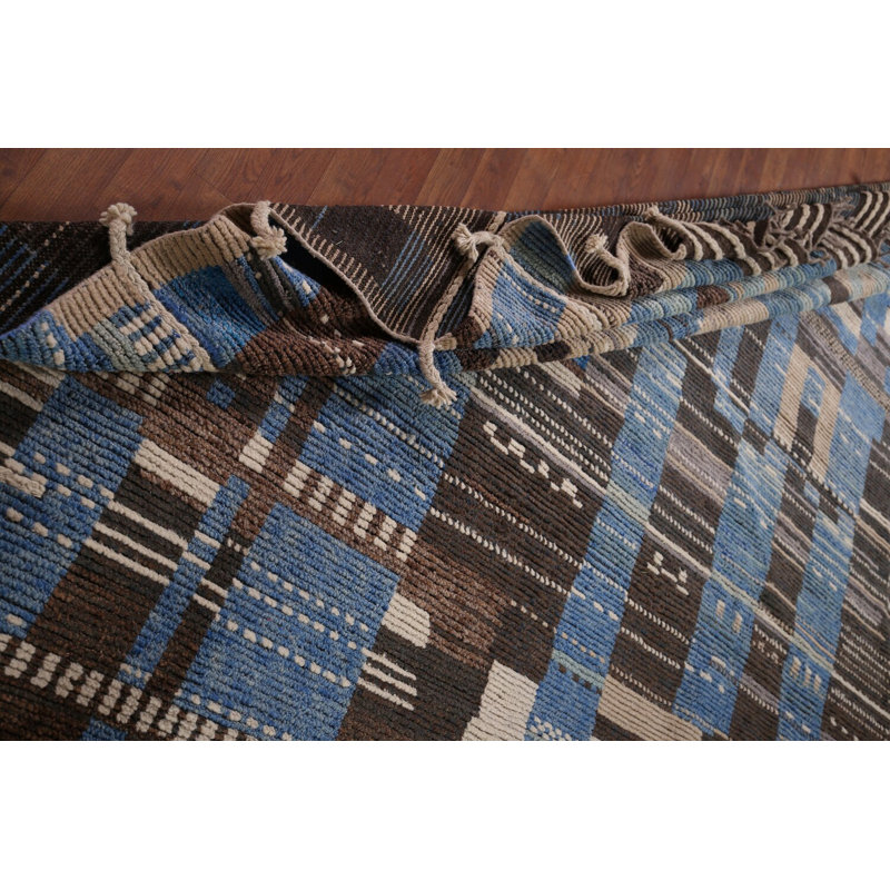 Tapis marocain moderne à motif abstrait All-Over 12 x 20