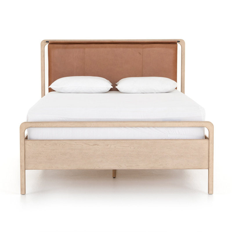 Rosedale Upholstered Bed, King, Chaps Sand/Yucca Oak Veneer