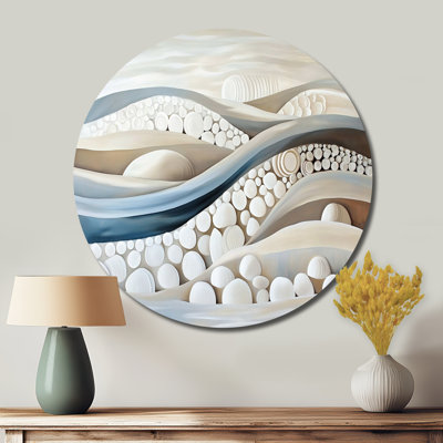 Raked Sands of Stillness I - Japandi Round Metal Wall Art