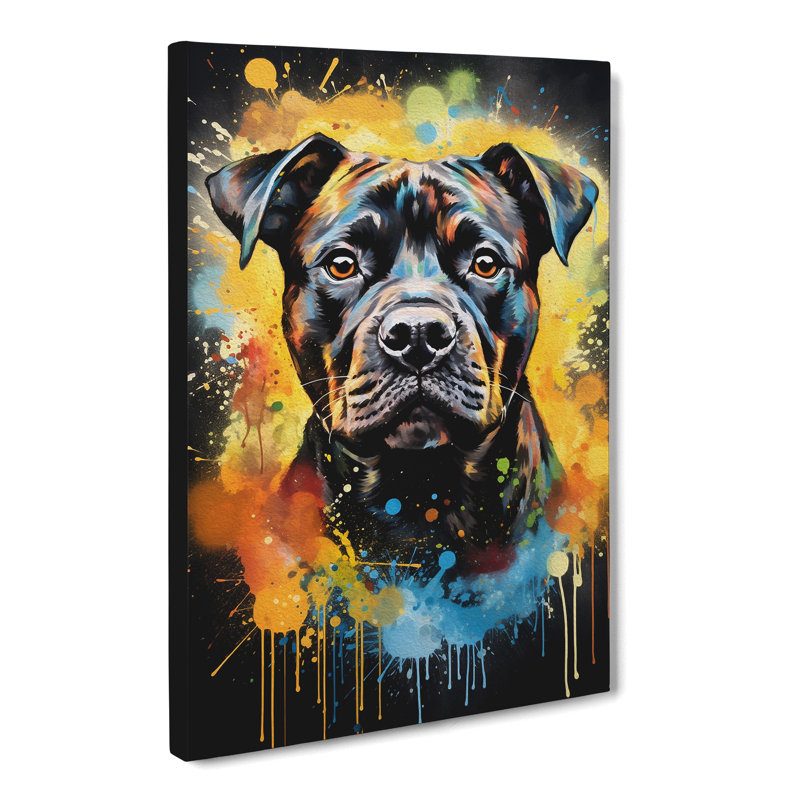 Staffordshire Bull Terrier Action - Wrapped Canvas Print, 50cm H x 35cm W x 3cm D
