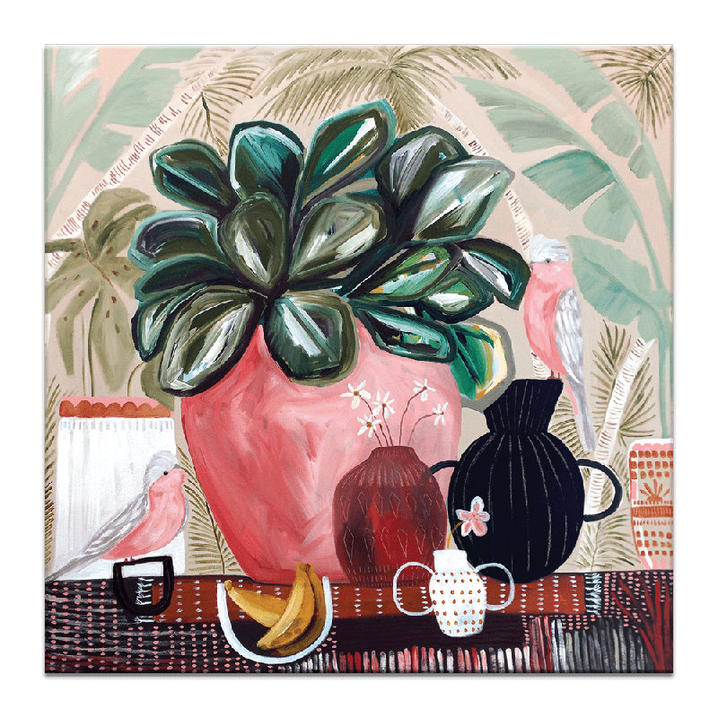Banana Palm by Amanda Skye-Mulder - Painting, Wrapped Canvas, 76cm H x 76cm W x 5cm D