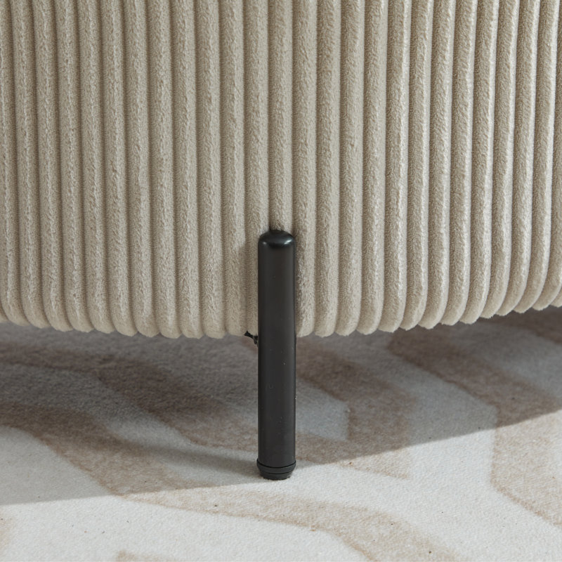 Achorn Upholstered Ottoman, Light Gray Corduroy