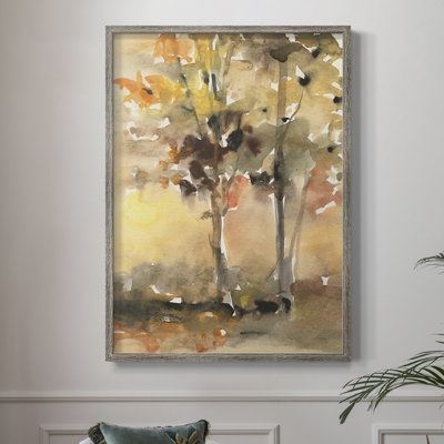 «Fall Foliage Watercolor II», reproduction encadrée - bois massif