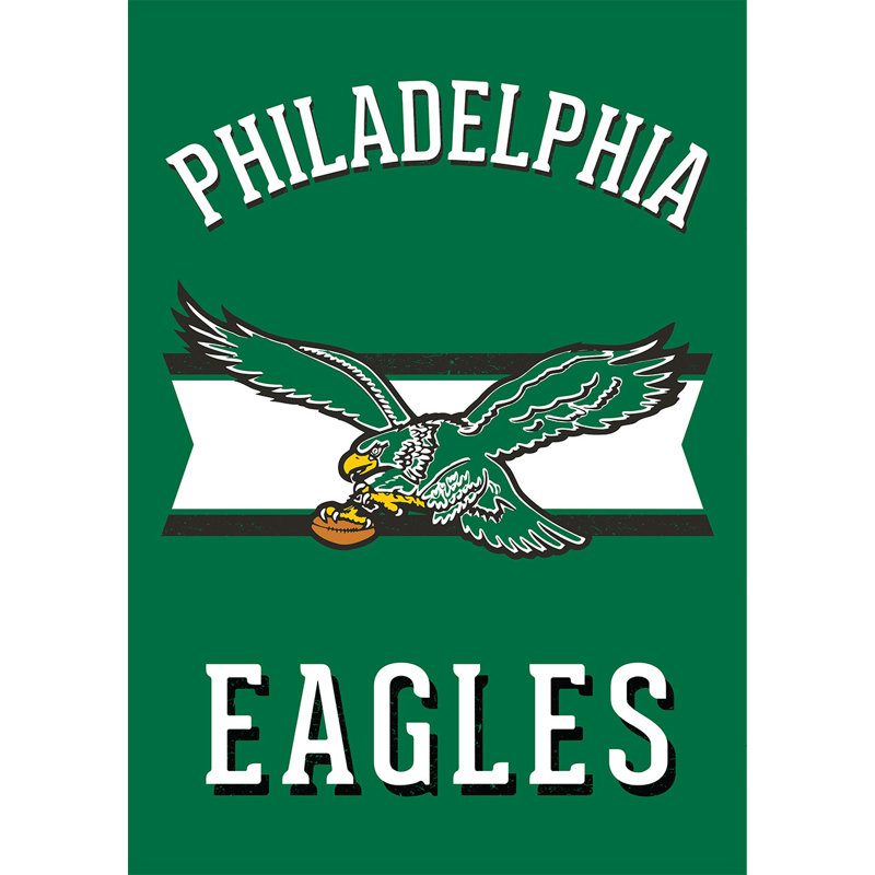 Drapeau rétro de la NFL avec les Eagles de Philadelphie, Green/White, Philadelphia Eagles