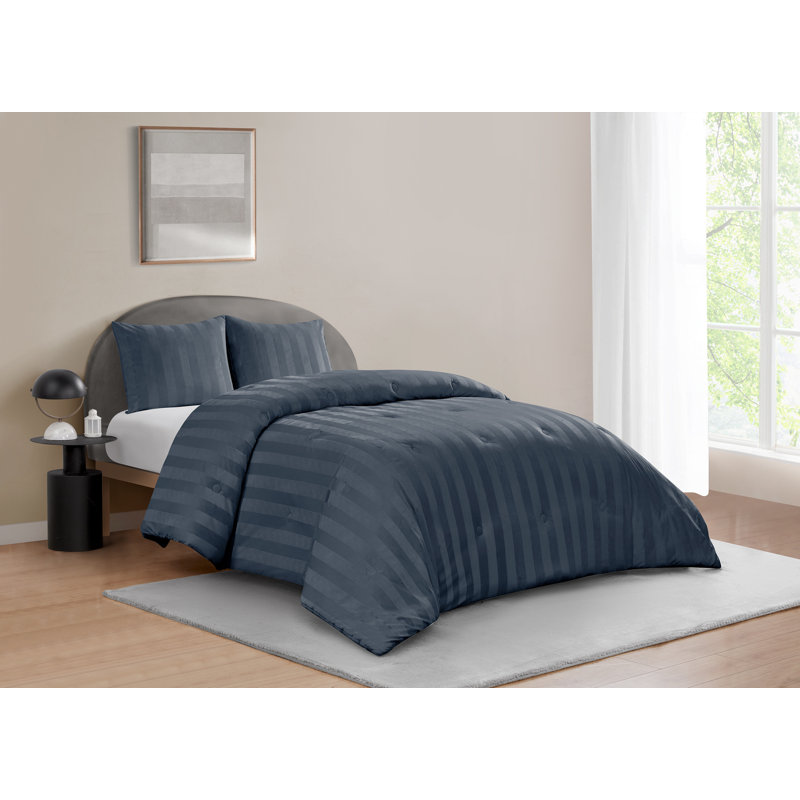 Ensemble d'édredon 3 pièces Chelsea, Gris, Édredon pour très grand lit + 2 taies décorativ