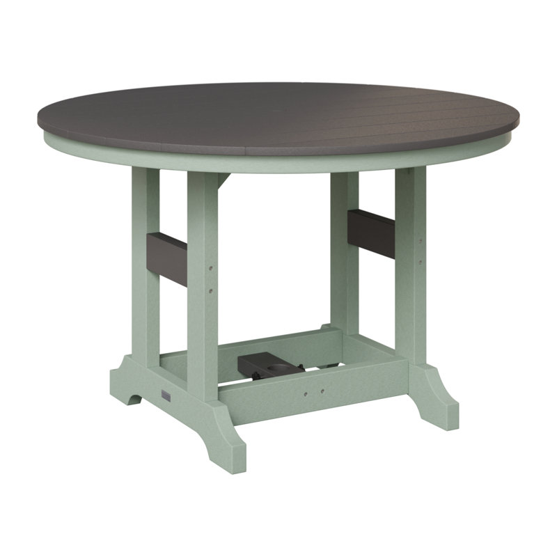 Garden Classic Outdoor Round Bar Table, Seafoam, Smoke Gray