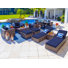 Tuscany Collection In Brown Wicker 14 - Person Patio Conversation Set with Cushions