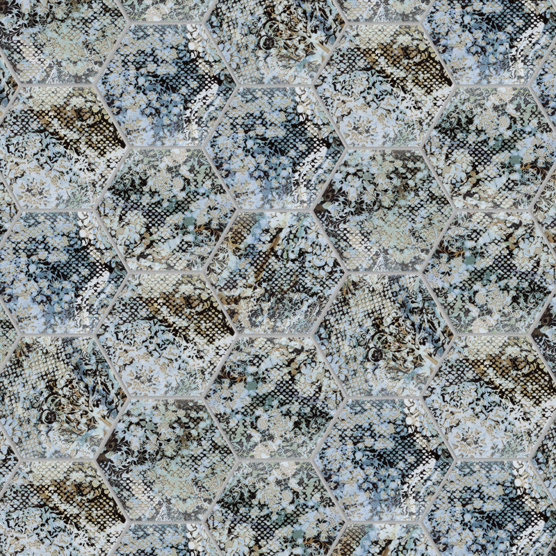Carrelage mural en porcelaine à motif hexagonal 10 po x 11 po Inedita, Bleu