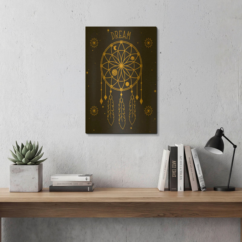 'Celestial Gold A' By Jean Plout Gold Metal Wall Art, 16"x24"