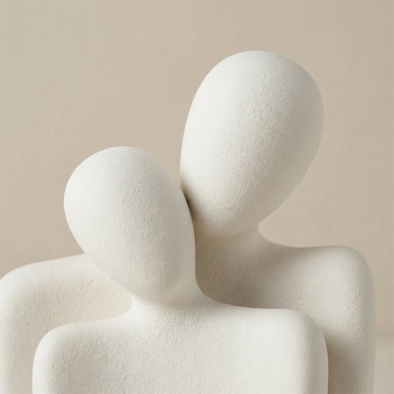 Sculpture abstraite moderne 2 pièces, 2 pièces, blanc pour décor de salon