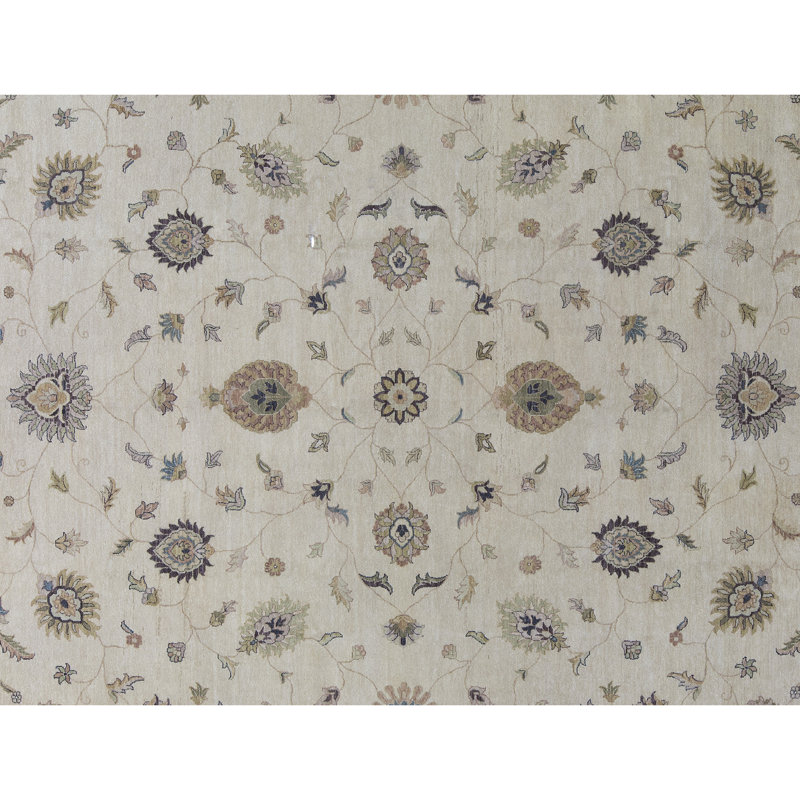 Tapis ivoire et beige noué à la main de haute qualité