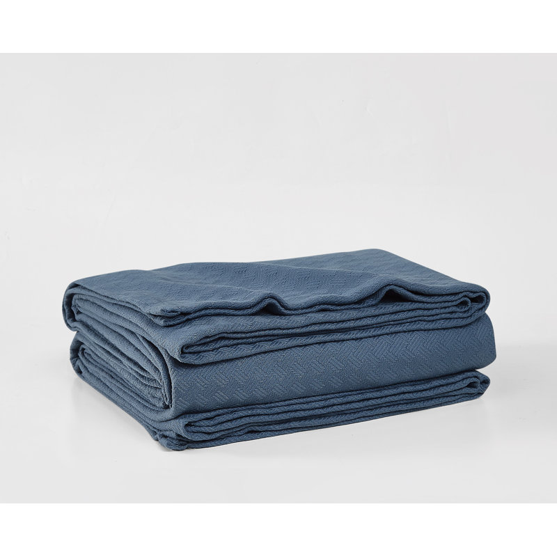 Couverture en coton Borghese Roma Luxe, Très grand lit, Bleu denim