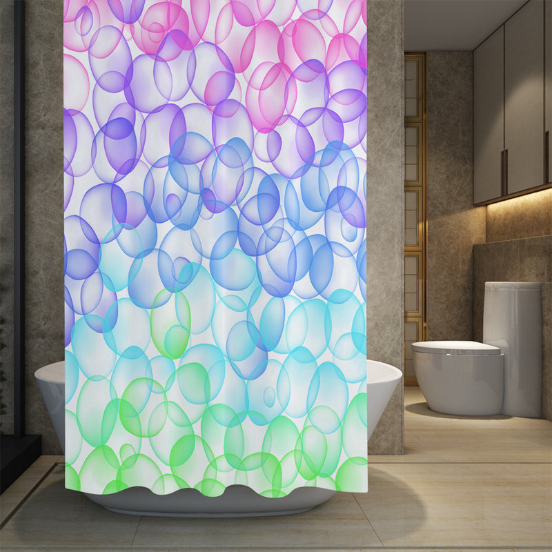 Rideau de douche Anwaar, H 72 po x l 70 po, Mauve / Bleu