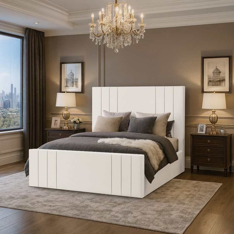 Bandur Upholstered Ottoman Storage Bed, Double (4'6), Cream