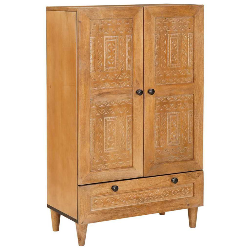 Highboard with Drawer with Shelf with Storage Solid mango wood Modern, Brown