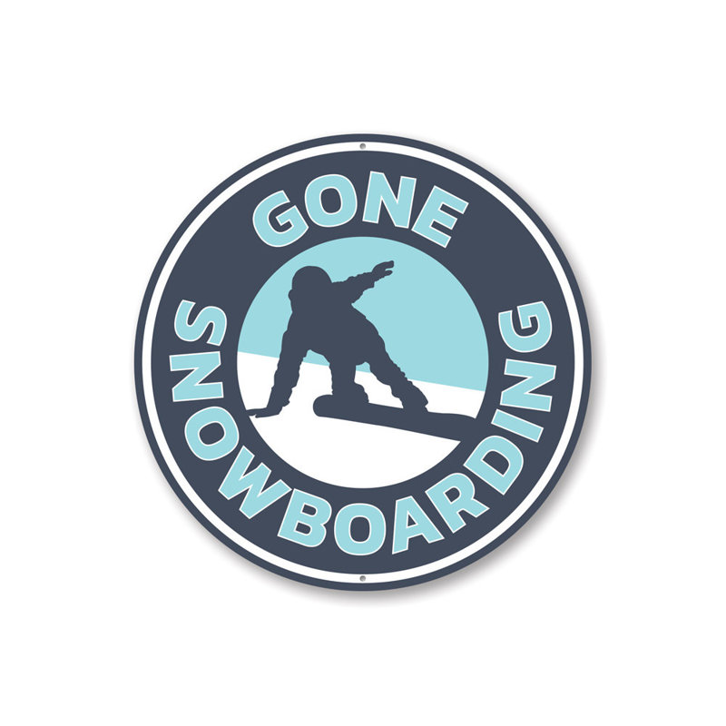 Panneau en aluminium Gone Snowboarding Circle, H 12 po x l 12 po x P 0,04 po
