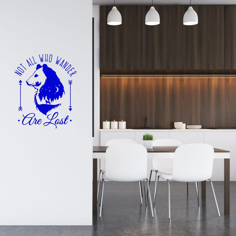 Adhésif décoratif «Not all Who Wander are Lost», H 13 po x l 11 po, Bleu