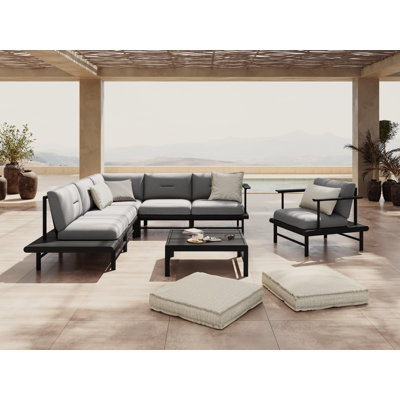 245cm Wide Metal Patio Sectional with Cushions