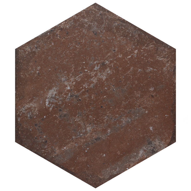 Brickyard Hex 8-1 / 2 po X 9-7 / 8 po Carreau de porcelaine rustique pour mur et plancher, Rouge
