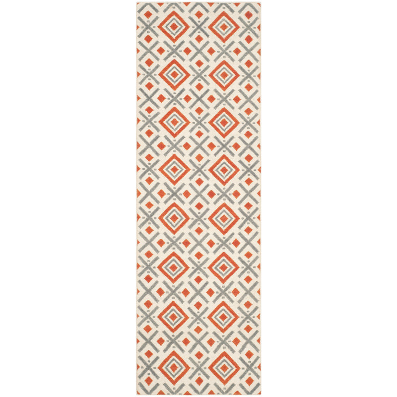 Estevez Hand Woven Flat Weave Wool Geometric Rug, Runner 2'6" x 8'