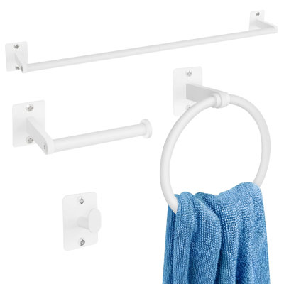 Bathroom Accessories Set,4 Pieces Bathroom Hardware Set, 24 Inch Towel Bar, Towel Racks For Bathroom, Robe Towel Hooks, Toilet Paper Holder Wall Mounted