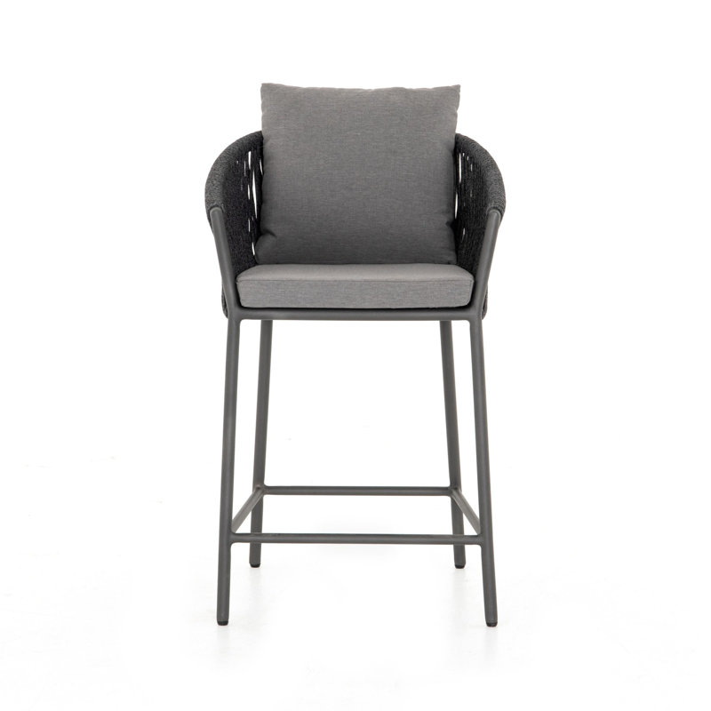 Porto Patio Bar Stool, Charcoal, Black, 26.5"