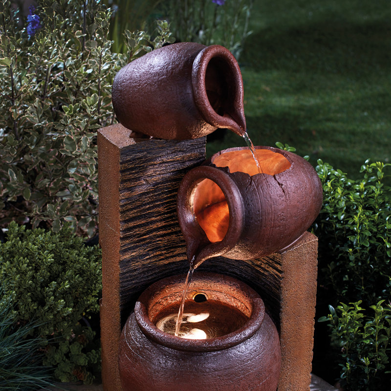 Milpara Outdoor Weather Resistant Cascade Fountain with Lights