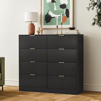 8 Drawer 47.2" W Wood Modern Double Dresser