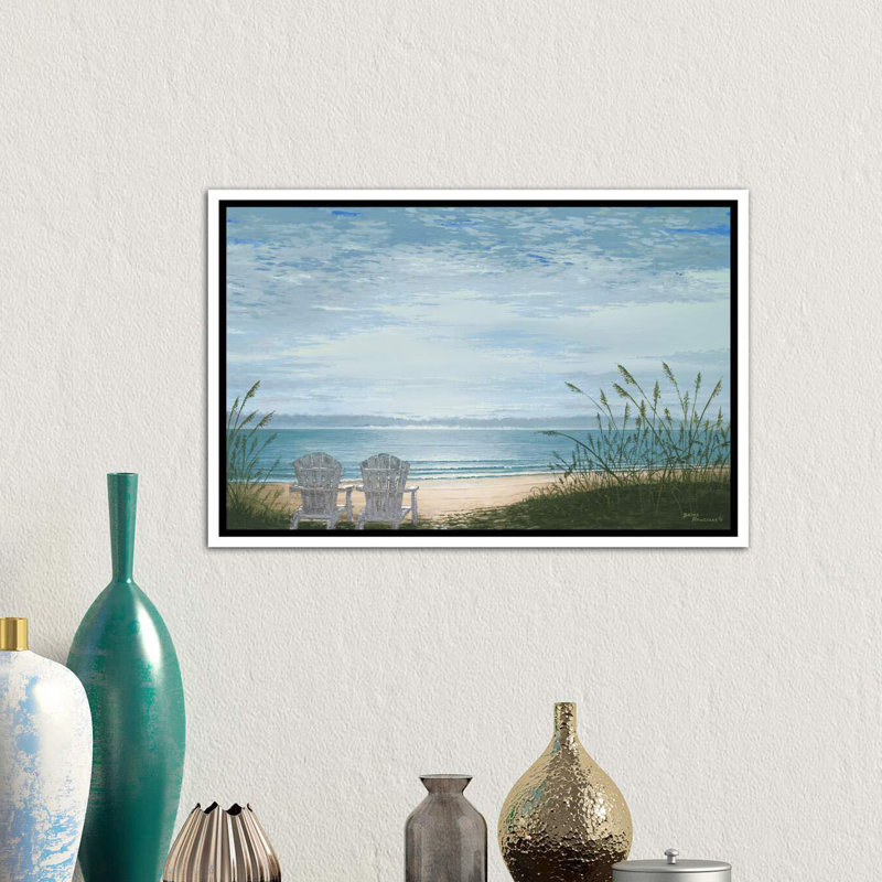 «Beach Chairs» par Bruce Nawrocke - reproduction d'art, H 40 po x l 60 po x P 1,5 po, Toile blanche encadrée
