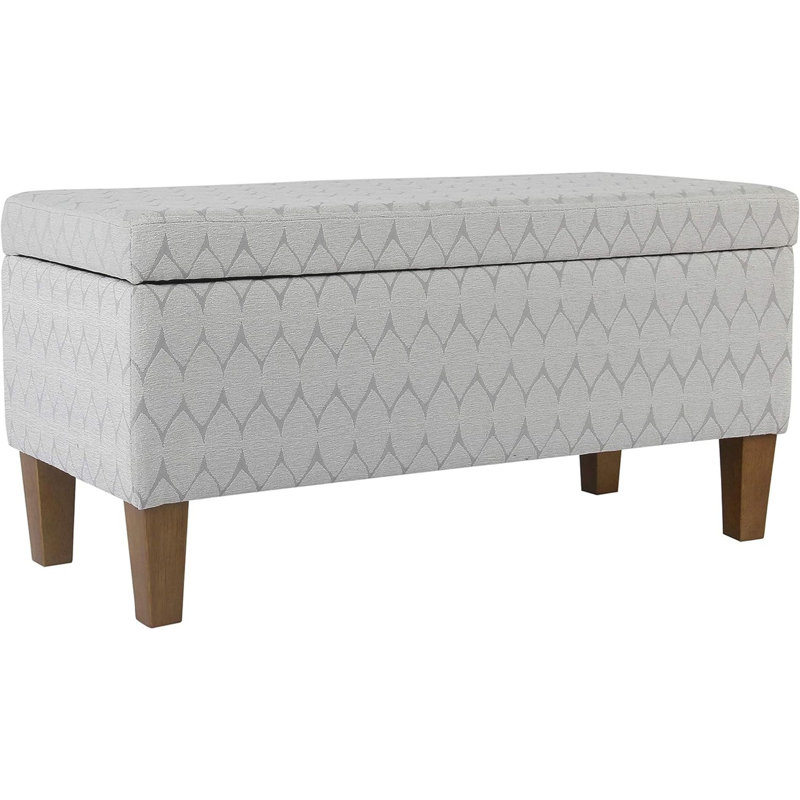 Genoveva Upholstered Storage Bench, Gray Abstract, Brown