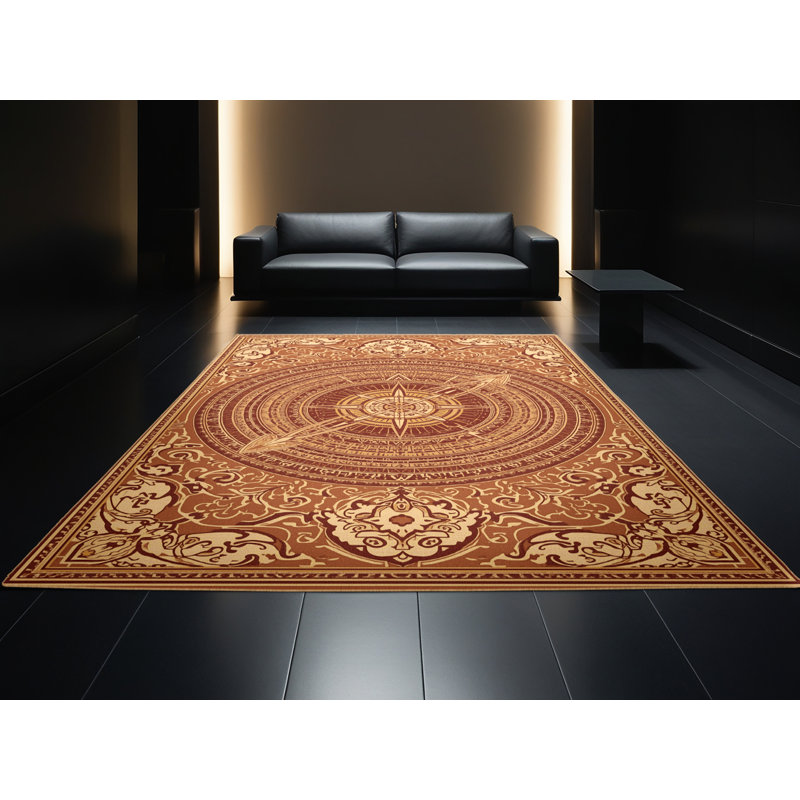 Tapis oriental délavé à la machine Parlin Astrolabe - brun clair, 3x5