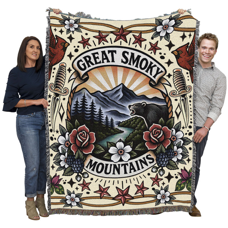 Jeté en coton Pure Country Weavers, Emblème bleu marine