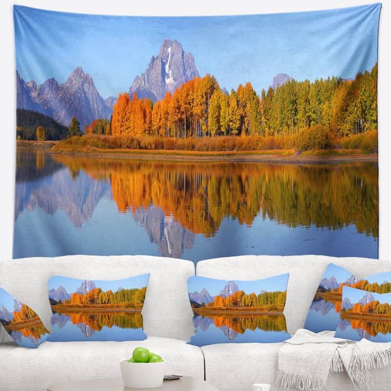 Tapisserie panorama en polyester grand tetons avec accessoires suspendus inclus, H 68 po x l 80 po