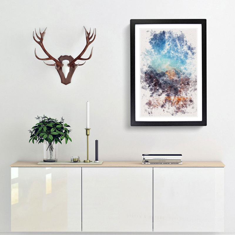 Mountain Path - Picture Frame Painting Print, 33cm H x 24cm W x 2cm D, Black Framed