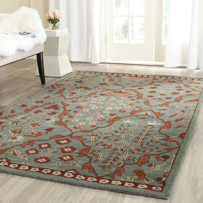 Tapis floral en laine Kouerga Wyndham, Rectangle de 5 pi x 8 pi